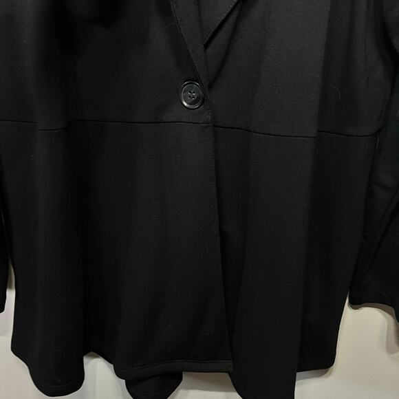 LOGO Lounge Jacket Black One Button Comfy Knit Slinky Soft A380821 Office 1X - Picture 3 of 7